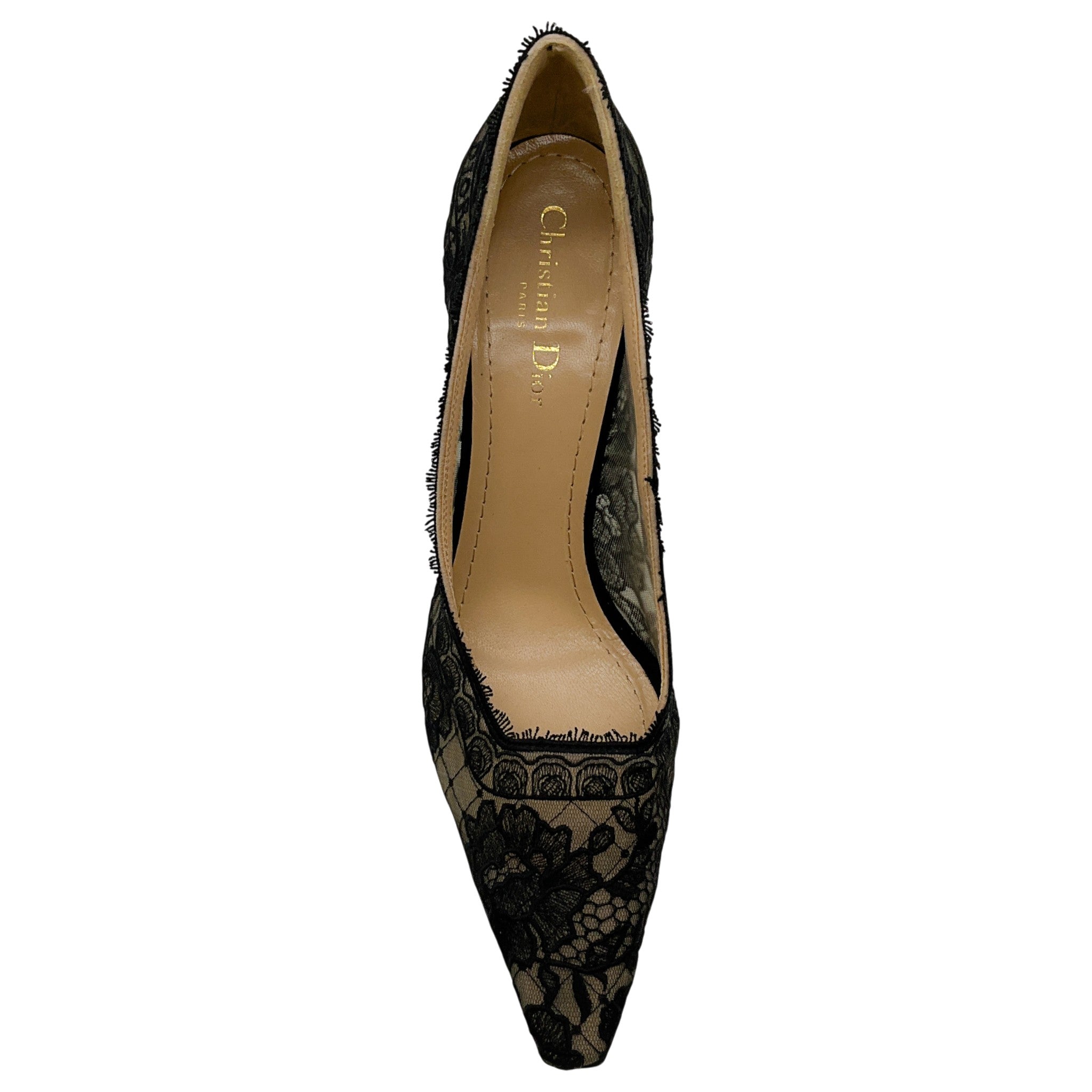 Christian Dior Black Capture Illusion Roses Lace Pumps