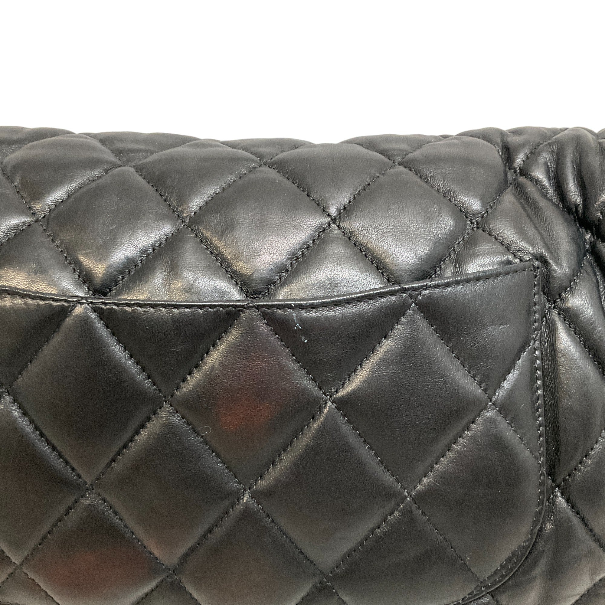 Chanel 2009-2010 Black Lambskin Leather Maxi Single Flap Bag