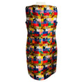 Load image into Gallery viewer, Akris Punto Multicolor Rainbow Square Check Grid Floral Print Jacquard Shift Dress
