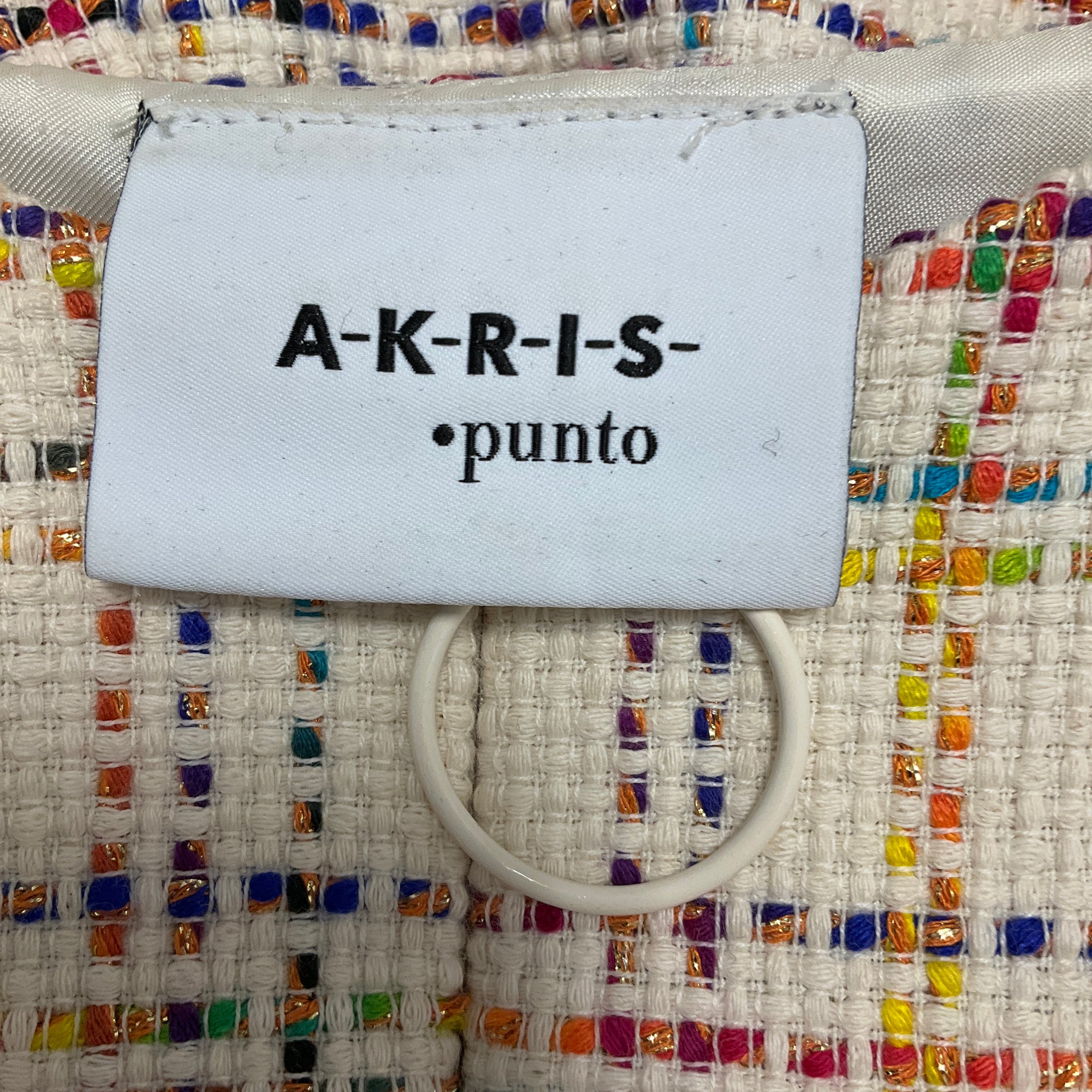 Akris Punto Cream Multicolor Lurex Metallic Raw Edge Sleeveless Tweed Dress