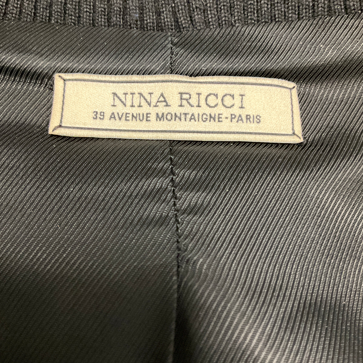 Nina Ricci Black Lamb Leather Zip Front Bomber Jacket with Lace Trim