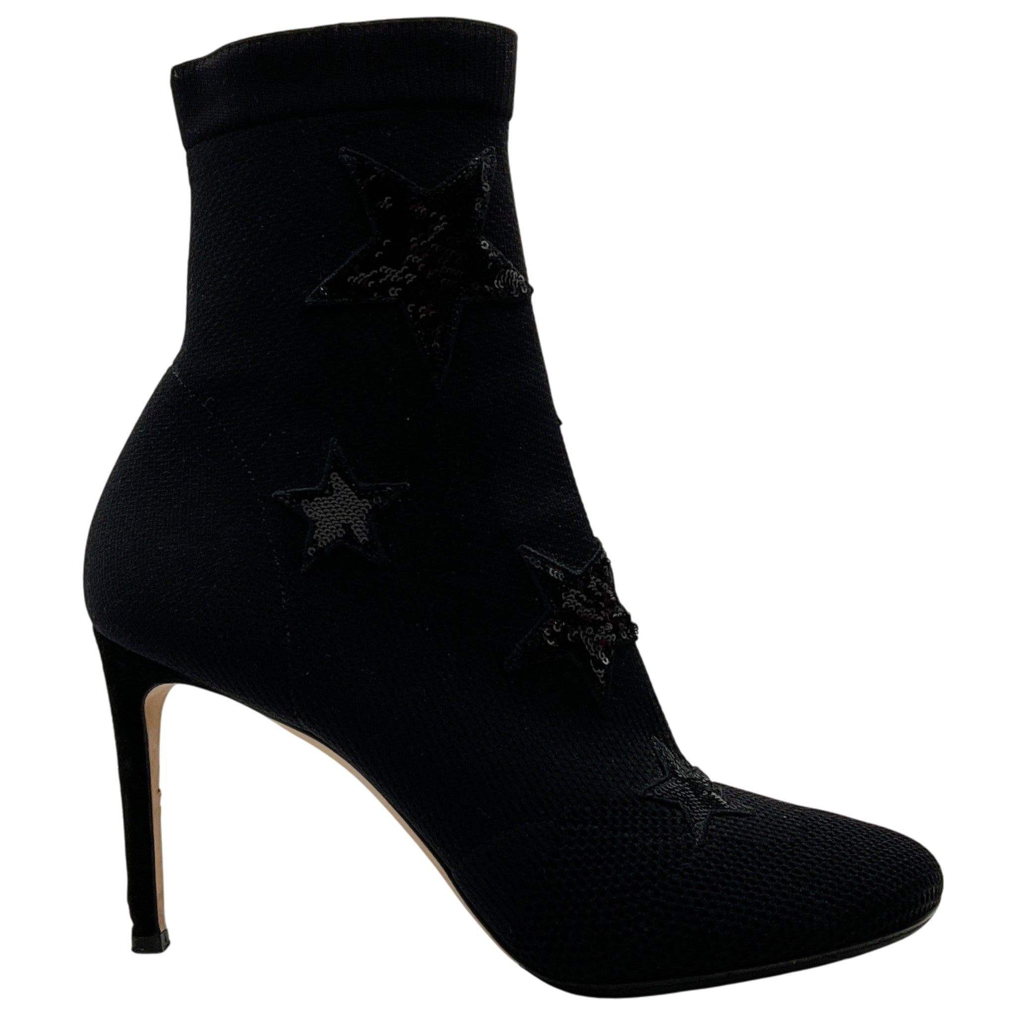 Valentino Black Stretch Knit Star Sequin Embellished Sock Boots