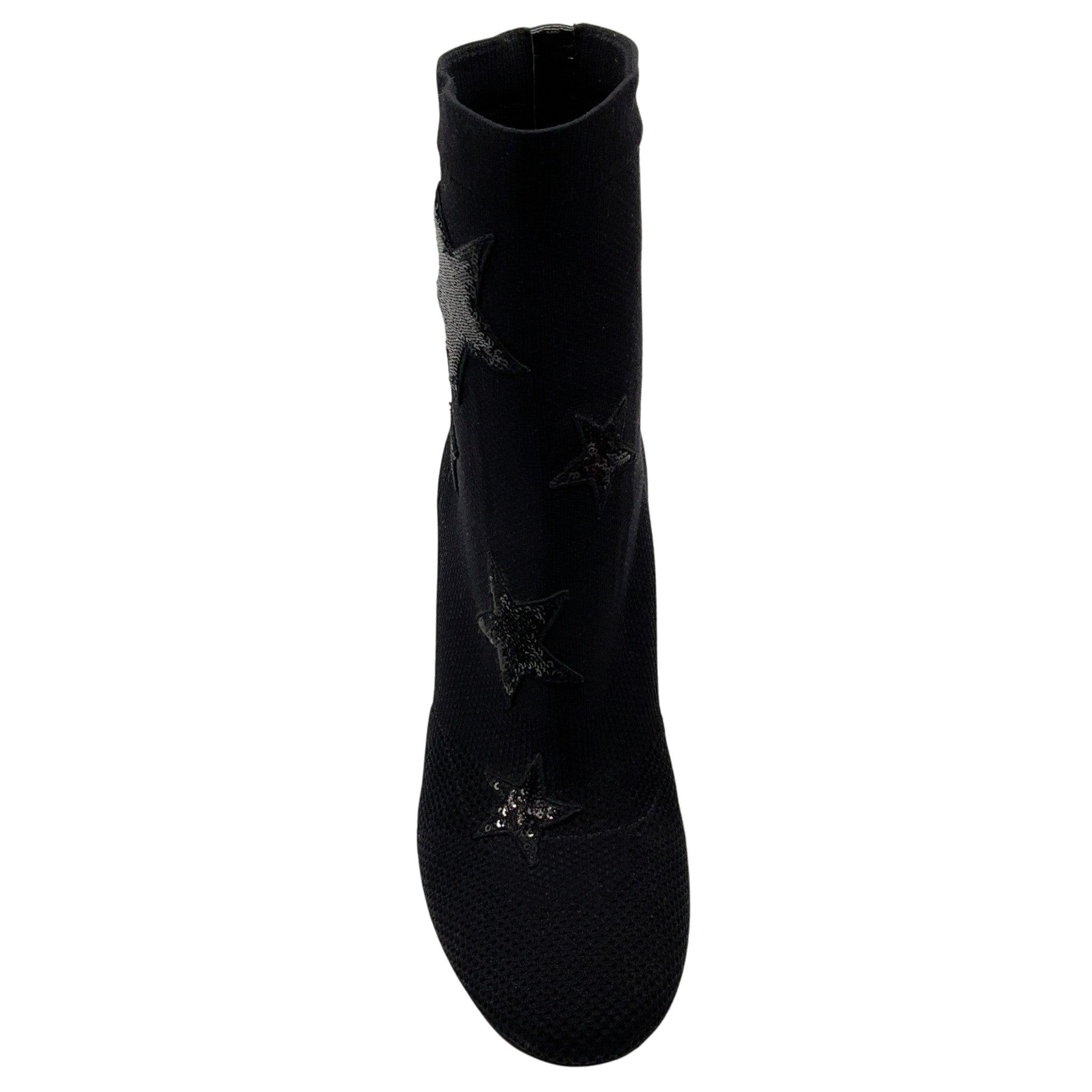 Valentino Black Stretch Knit Star Sequin Embellished Sock Boots