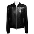 Load image into Gallery viewer, Nina Ricci Black Lamb Leather Zip Front Bomber Jacket with Lace Trim
