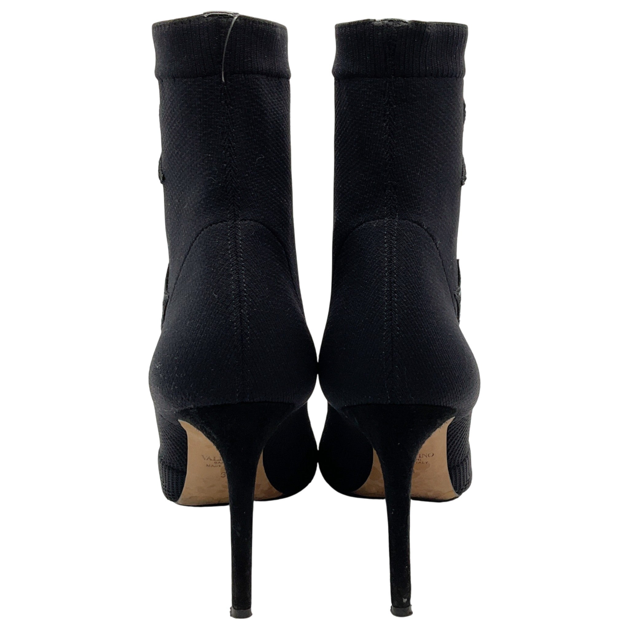 Valentino Black Stretch Knit Star Sequin Embellished Sock Boots