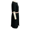 Load image into Gallery viewer, Gucci Black Short Sleeved Wool Knit Dress with Light Pink Logo Waist

