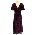 Load image into Gallery viewer, Prabal Gurung Purple Multi Velvet Flutter Sleeve Twist Front Midi Dress

