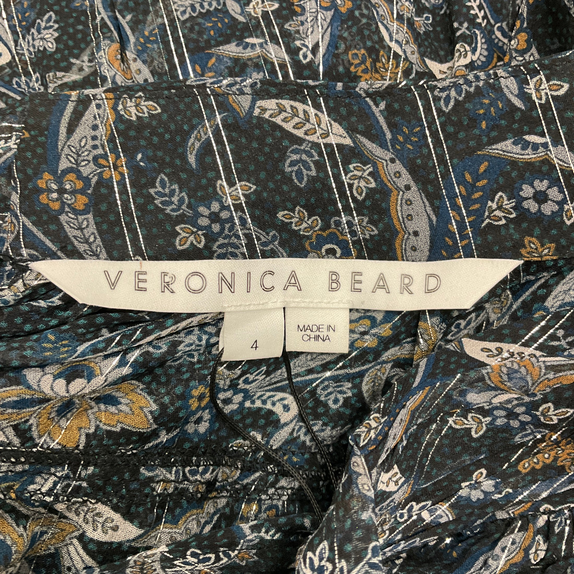 Veronica Beard Black Multi Rahla Silk Mini Dress