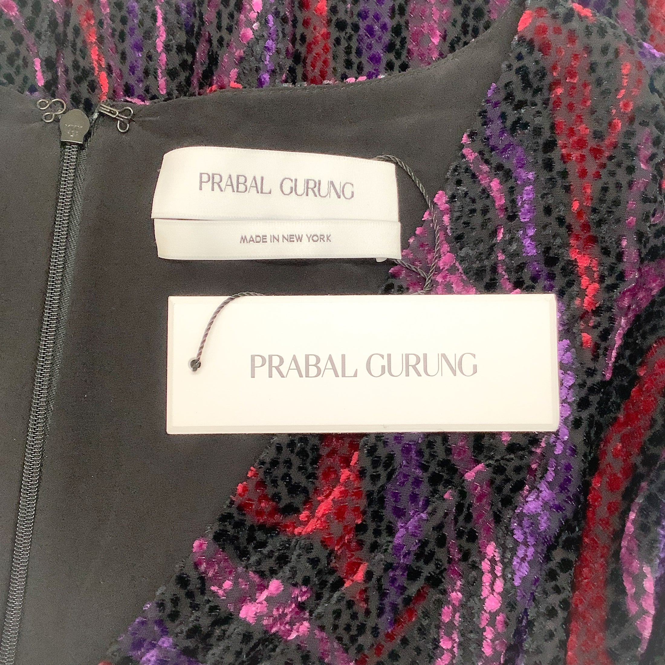 Prabal Gurung Purple Multi Velvet Flutter Sleeve Twist Front Midi Dress
