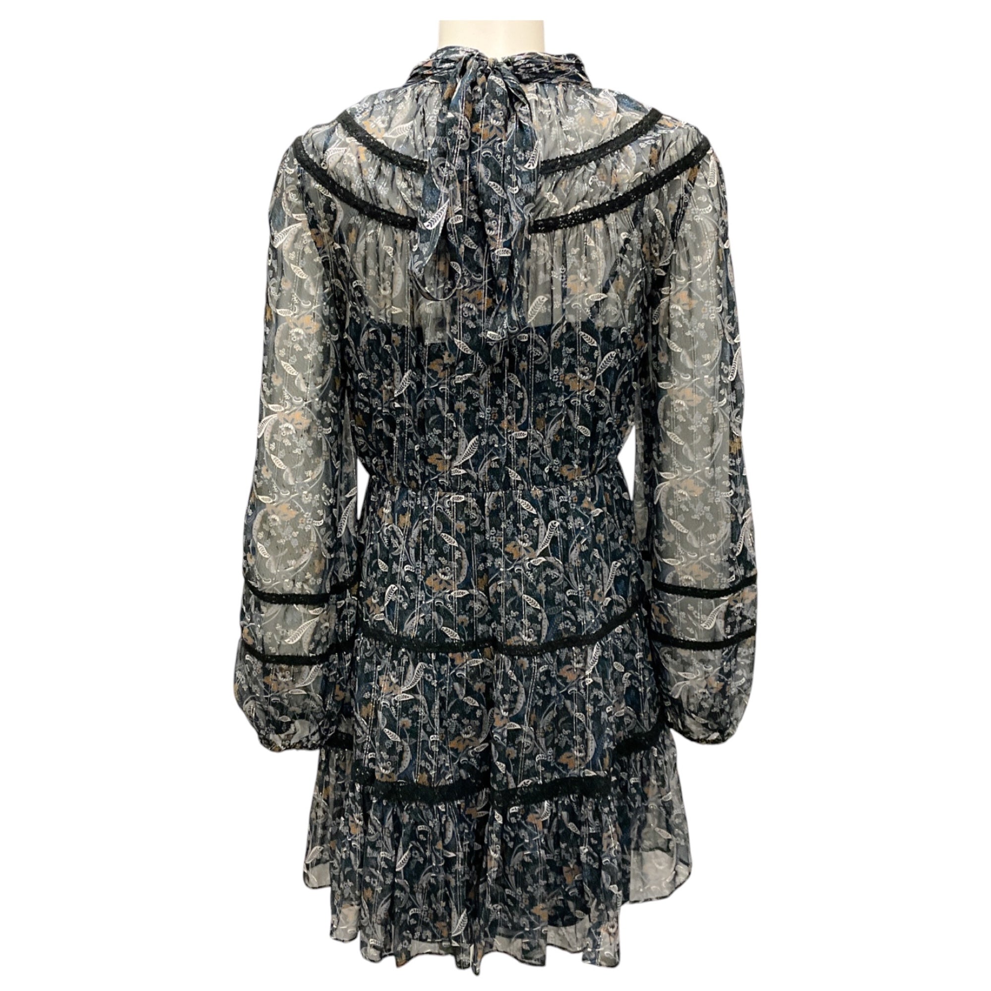 Veronica Beard Black Multi Rahla Silk Mini Dress