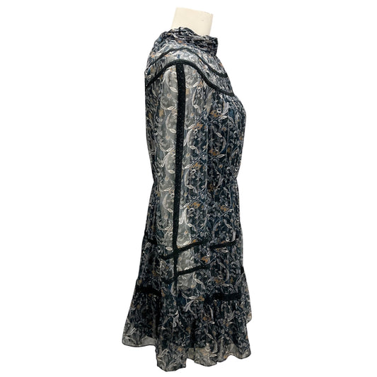 Veronica Beard Black Multi Rahla Silk Mini Dress