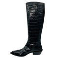 Load image into Gallery viewer, Tibi Black Croc Embossed Leather Tall Western Boots
