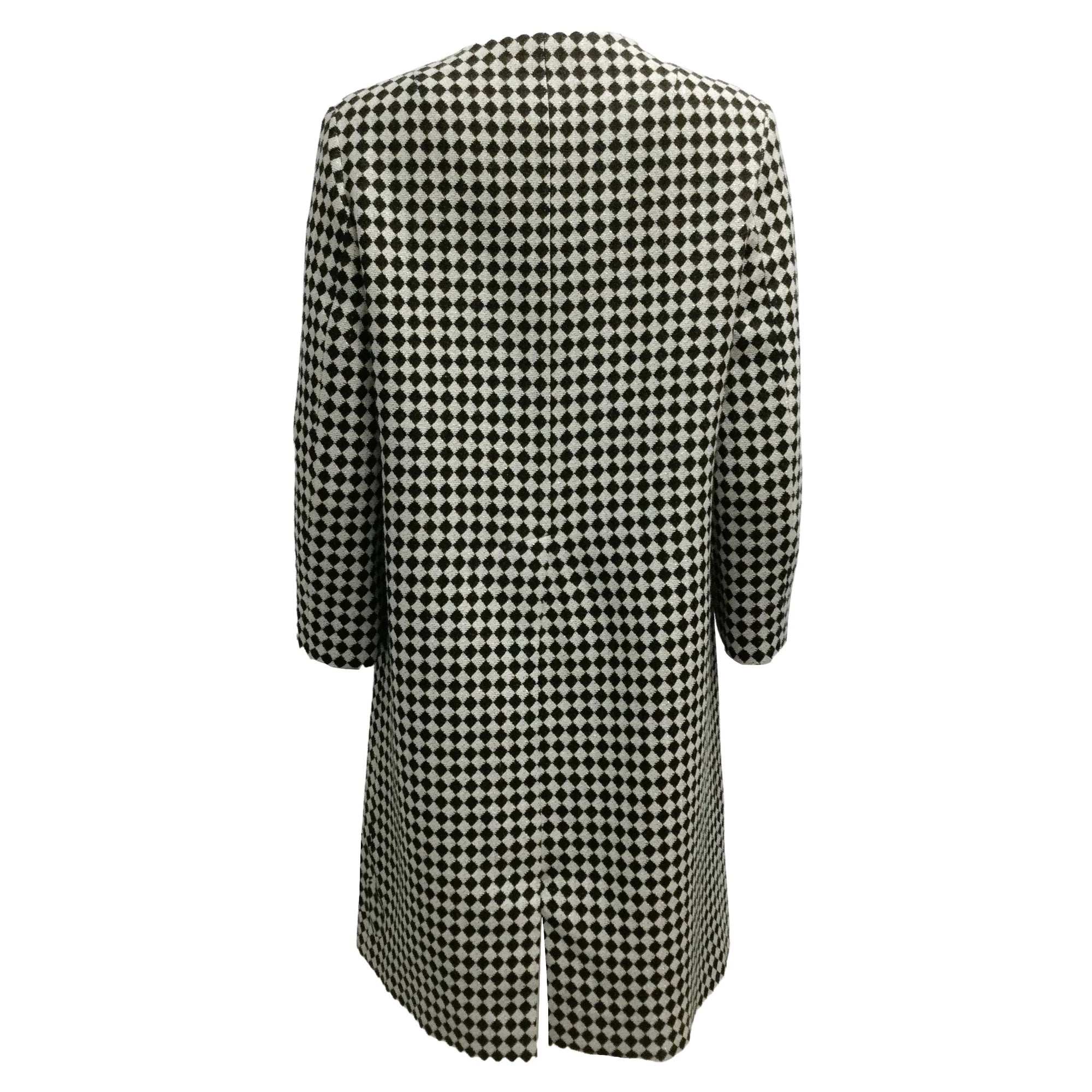 Marni Black / Ivory Winter Edition 2013 Sparkle Check Wool Tweed Coat