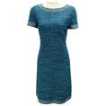 Load image into Gallery viewer, St. John Teal Multi Metallic Knit Short Sleeved Cocktail Dress
