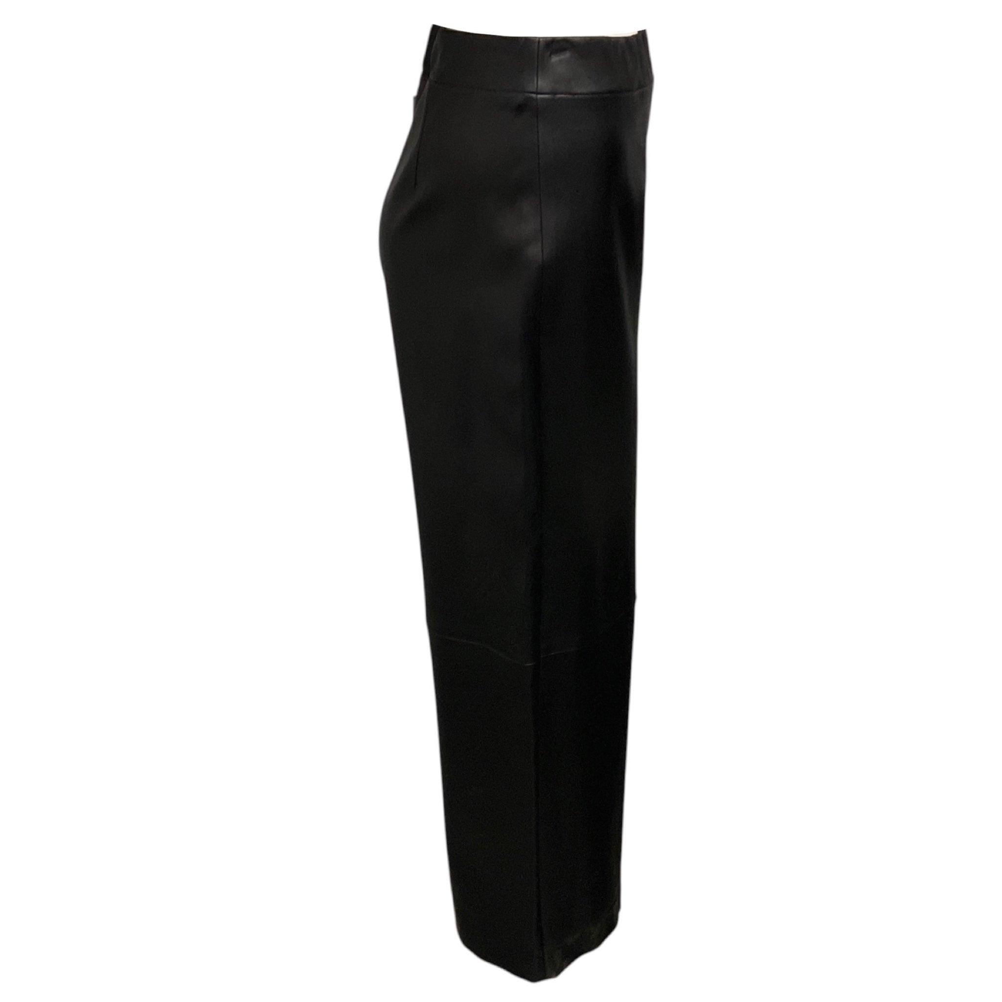 Rosetta Getty Black Elastic Waist Pull On Leather Pants