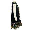 Load image into Gallery viewer, Erdem Black Multi Nena Pleated Floral Print Cloque Dress
