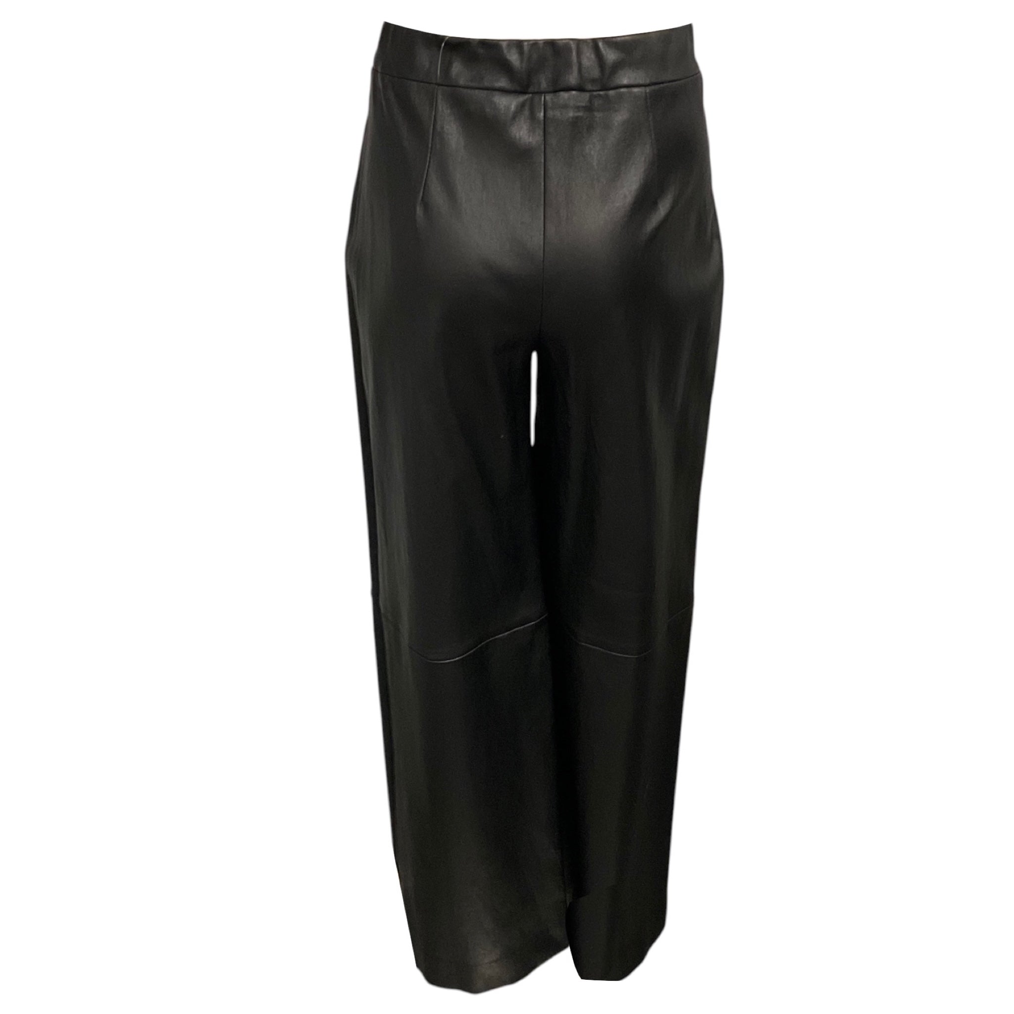 Rosetta Getty Black Elastic Waist Pull On Leather Pants