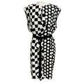 Load image into Gallery viewer, Louis Vuitton Black / White Geometric Print Silk Crepe Dress with Belt

