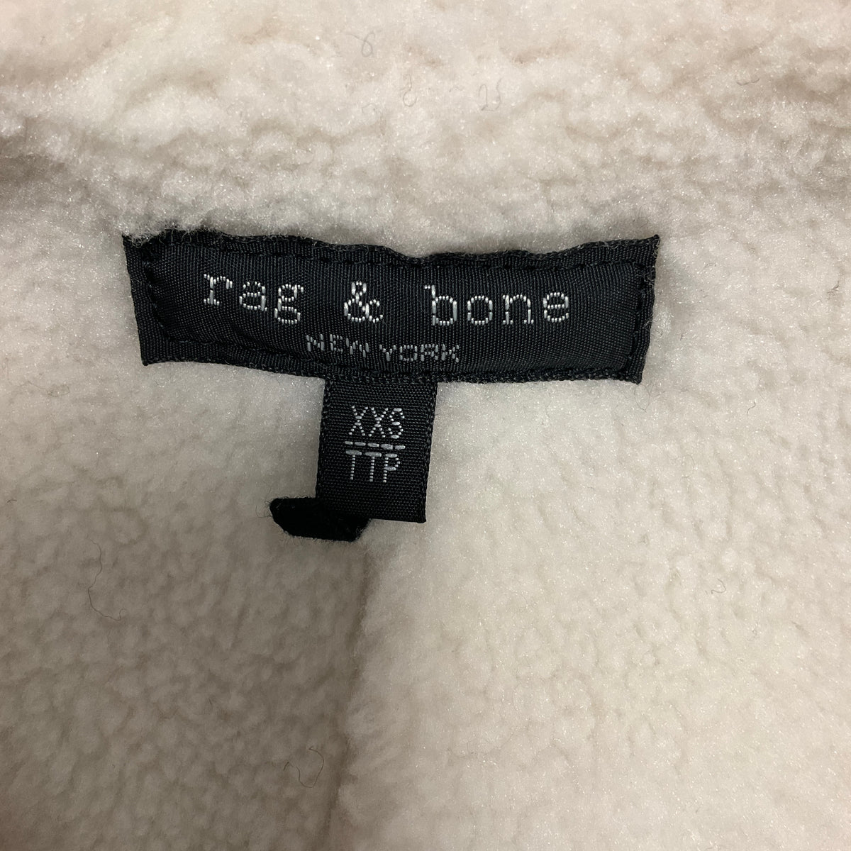 Rag & Bone Olive Green Mid Length Coat with Ivory Faux Sherpa Lining