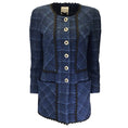 Load image into Gallery viewer, Edward Achour Navy Blue Jewel Buttoned Tweed Jacket
