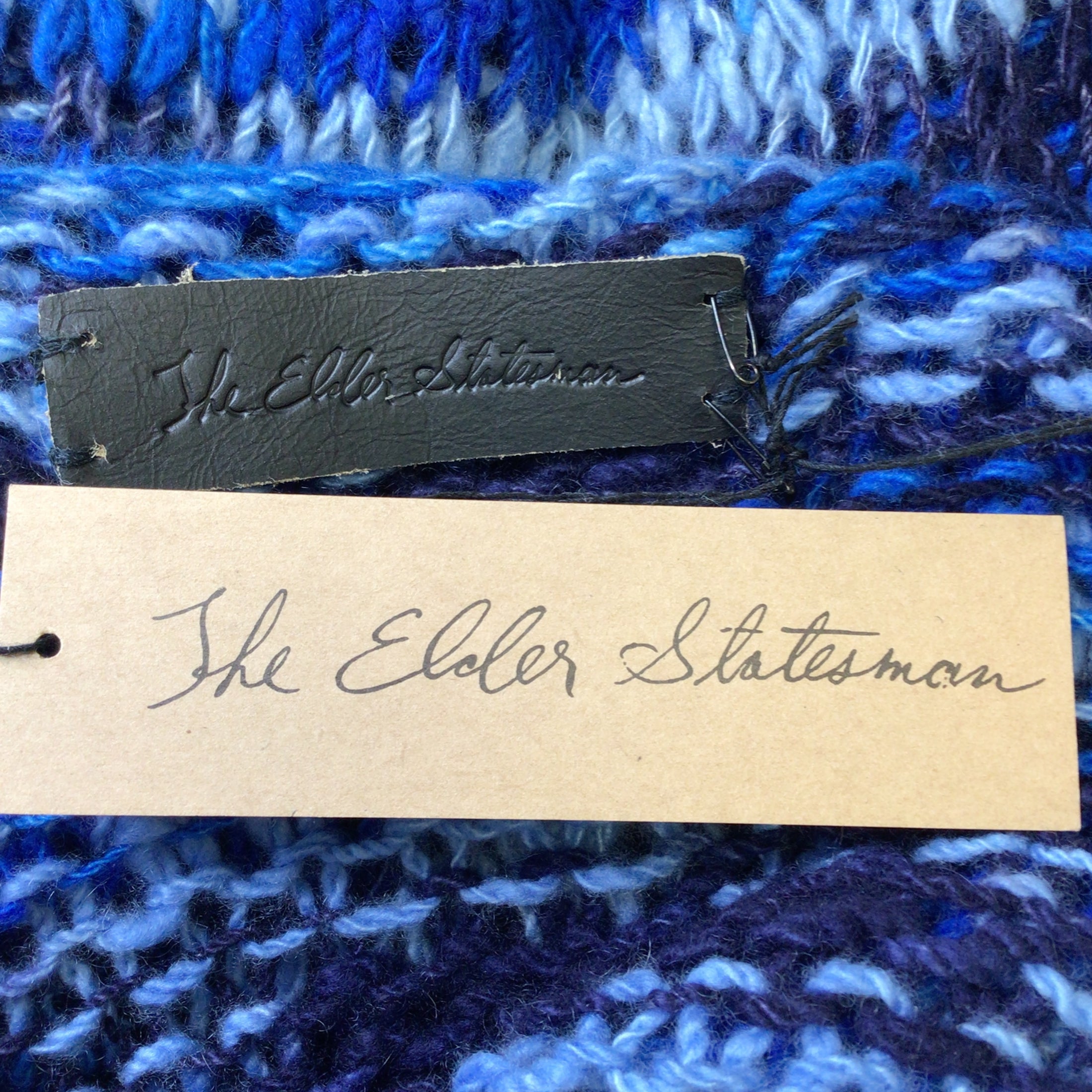 The Elder Statesman Blue Multi Cashmere Knit Holy Bell Sweater