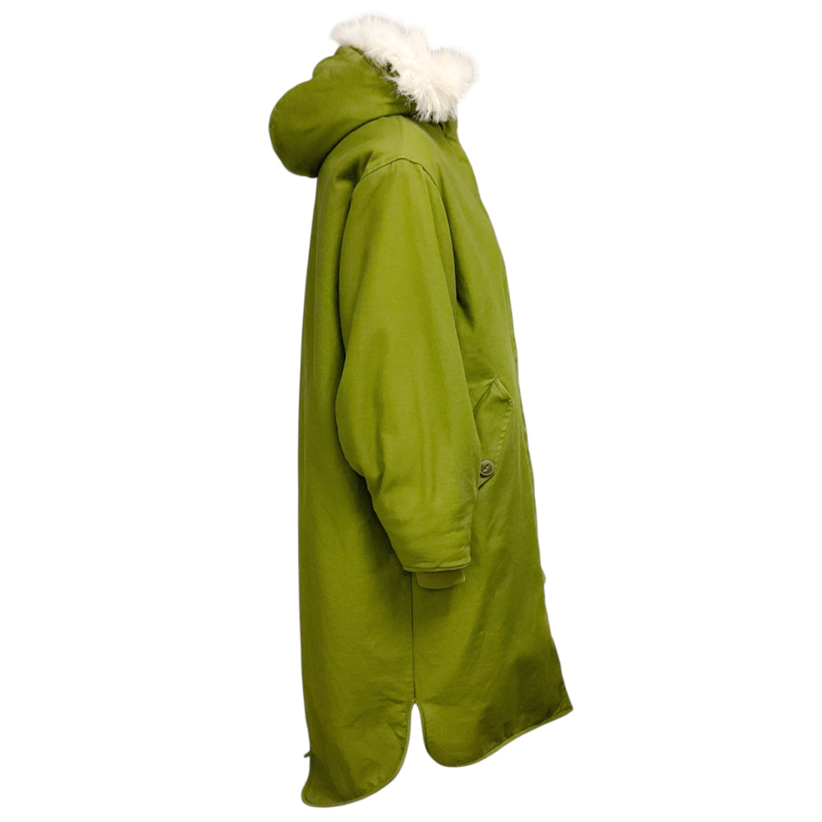 Rag & Bone Olive Green Mid Length Coat with Ivory Faux Sherpa Lining