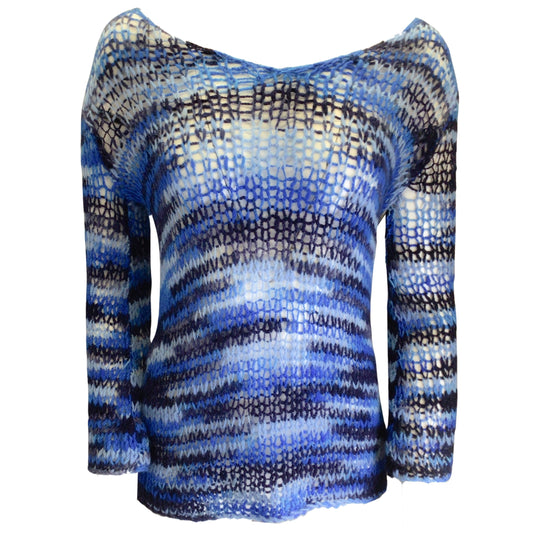 The Elder Statesman Blue Multi Cashmere Knit Holy Bell Sweater