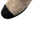 Load image into Gallery viewer, Chanel Taupe / Black / Gold CC Logo Cap Toe Suede Loafer Flats
