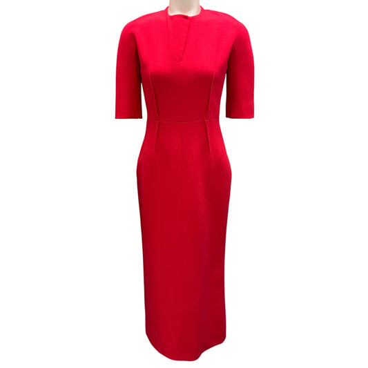 Emilia Wickstead Coral Trista Wool Crepe Midi Dress