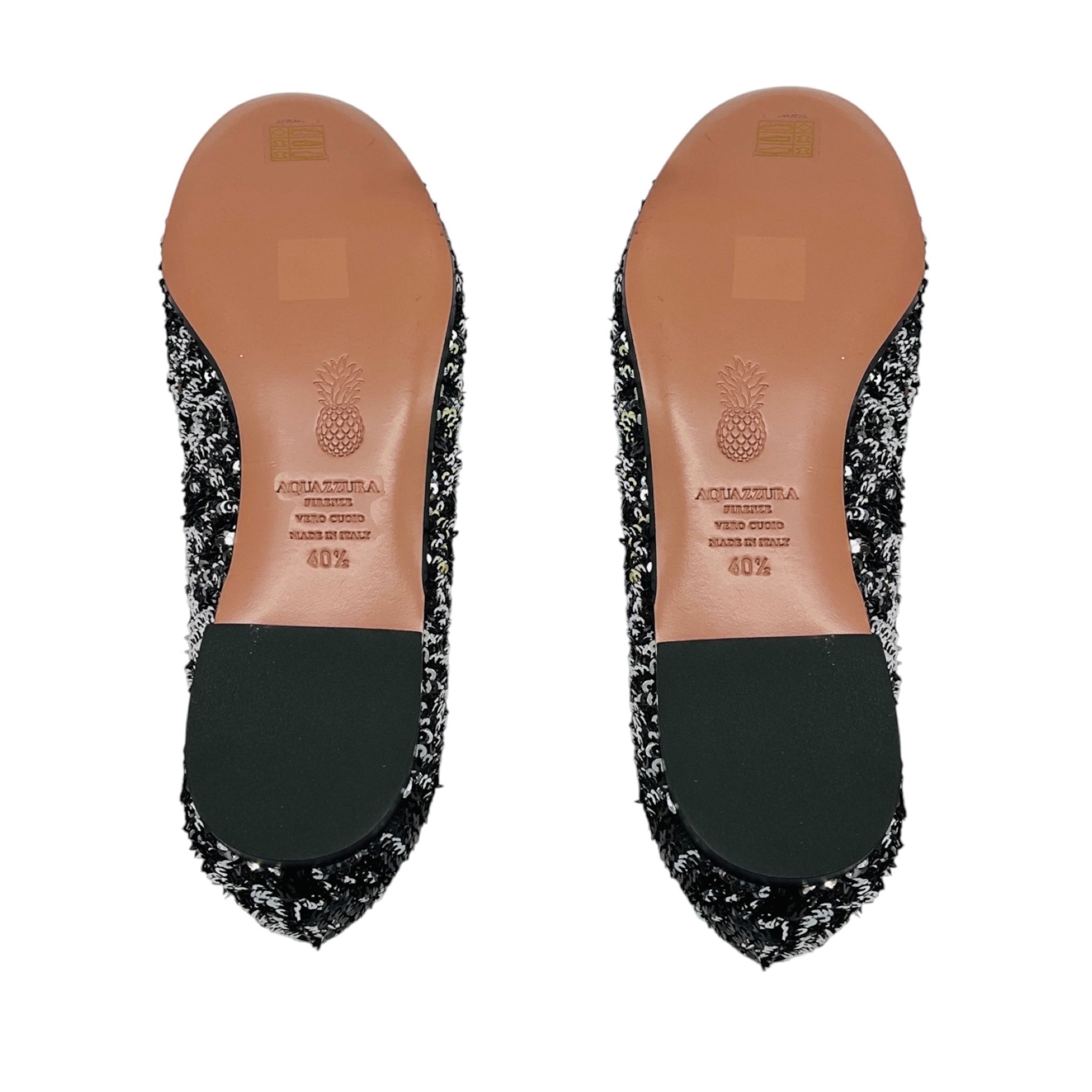 Aquazzura Silver Metallic Sequined Loafer Flats