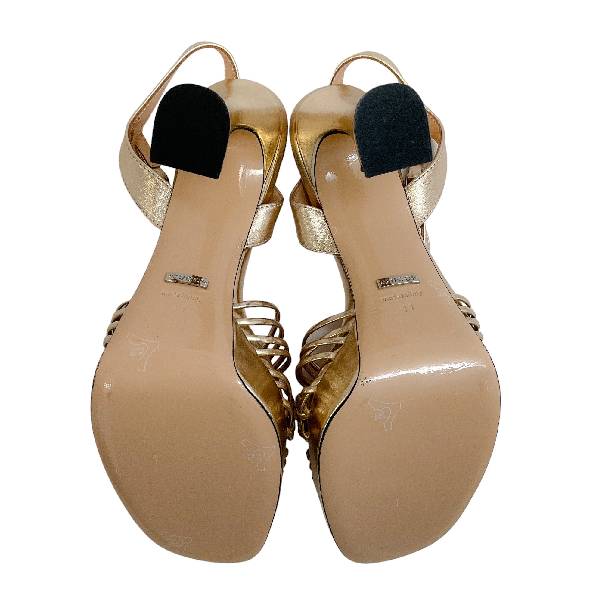 Gucci Gold Leather Interlocking G Platform Sandals