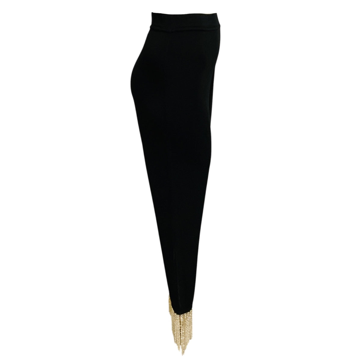 Burberry Black Crystal Fringe Detail Stretch Jersey Leggings