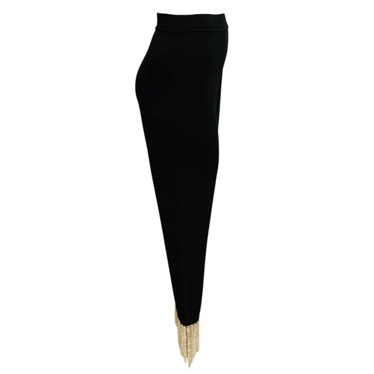 Burberry Black Crystal Fringe Detail Stretch Jersey Leggings