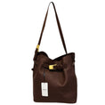 Load image into Gallery viewer, Elleme Brown Grained Leather Shoulder Bag with Brushed Gold Hardware
