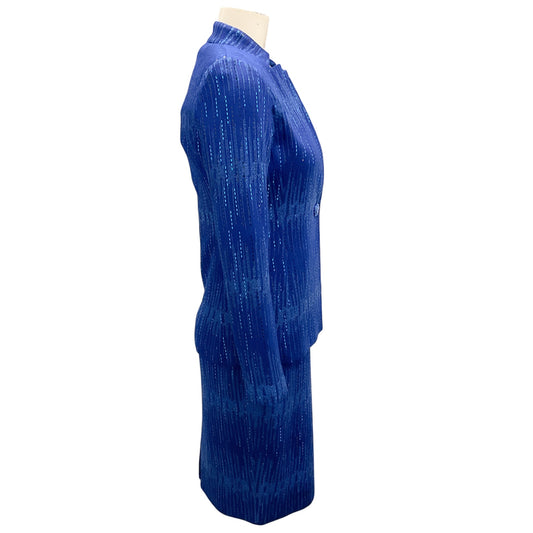 St. John Azul Metallic Knit Jacket and Dress Suit Set