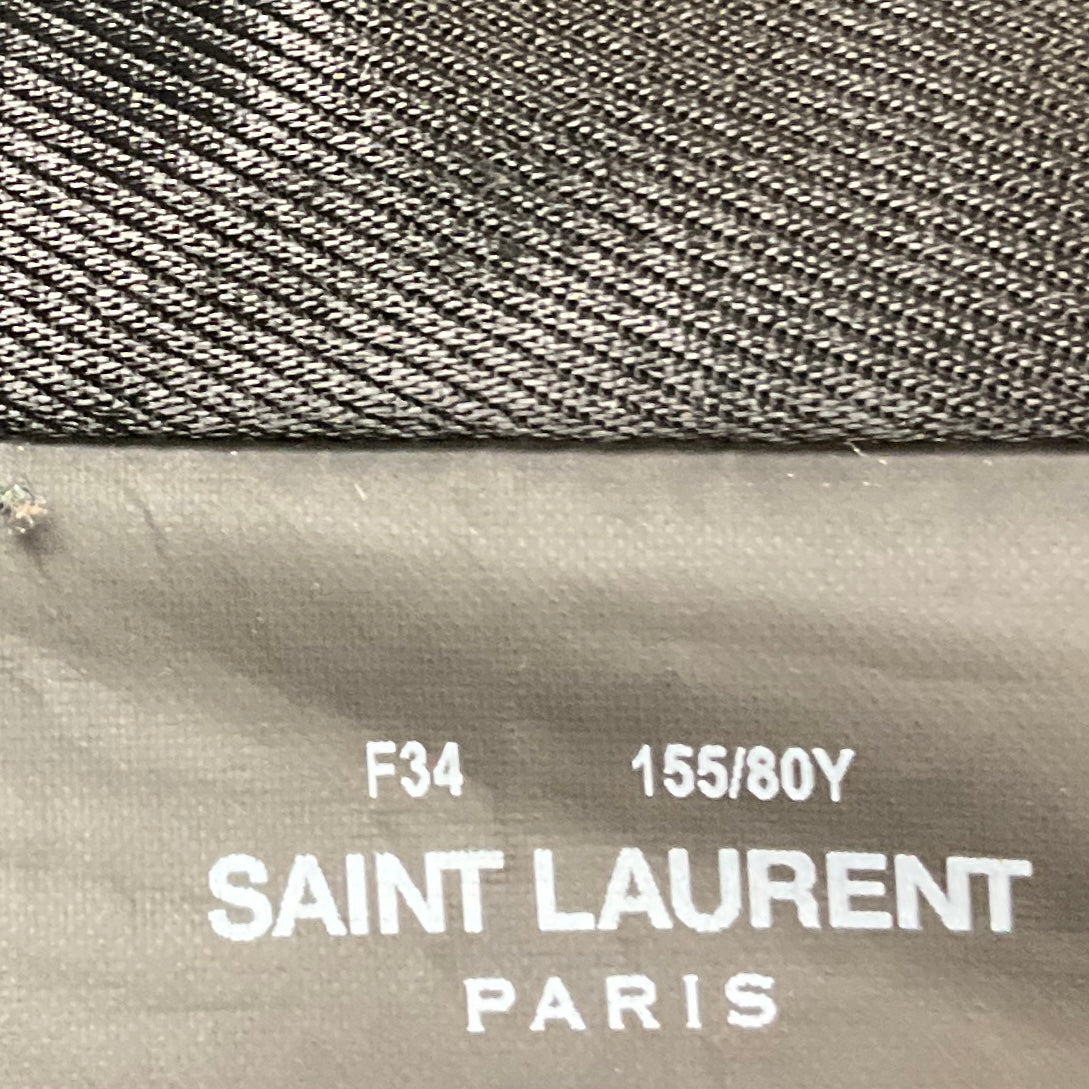 Saint Laurent Black Distressed Calfskin Leather Biker Jacket
