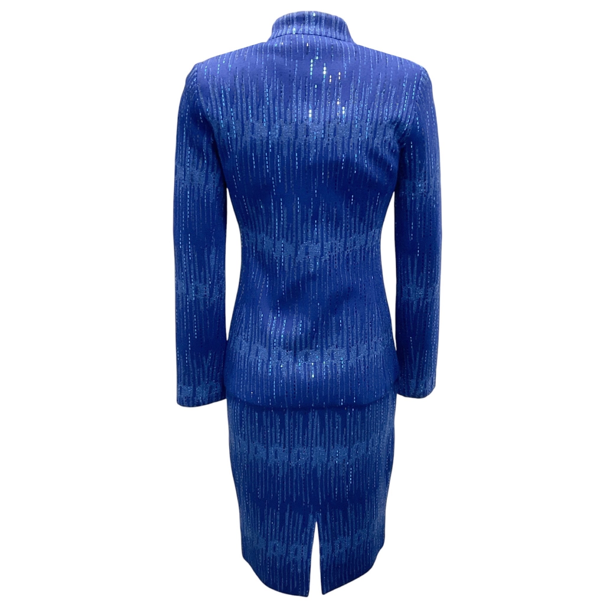 St. John Azul Metallic Knit Jacket and Dress Suit Set