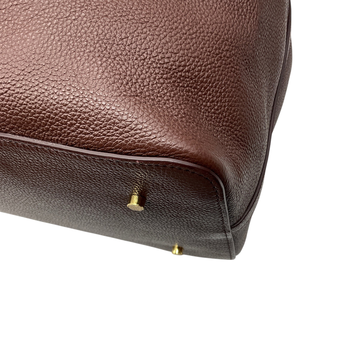 Elleme Brown Grained Leather Shoulder Bag with Brushed Gold Hardware