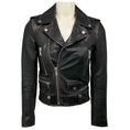 Load image into Gallery viewer, Saint Laurent Black Distressed Calfskin Leather Biker Jacket
