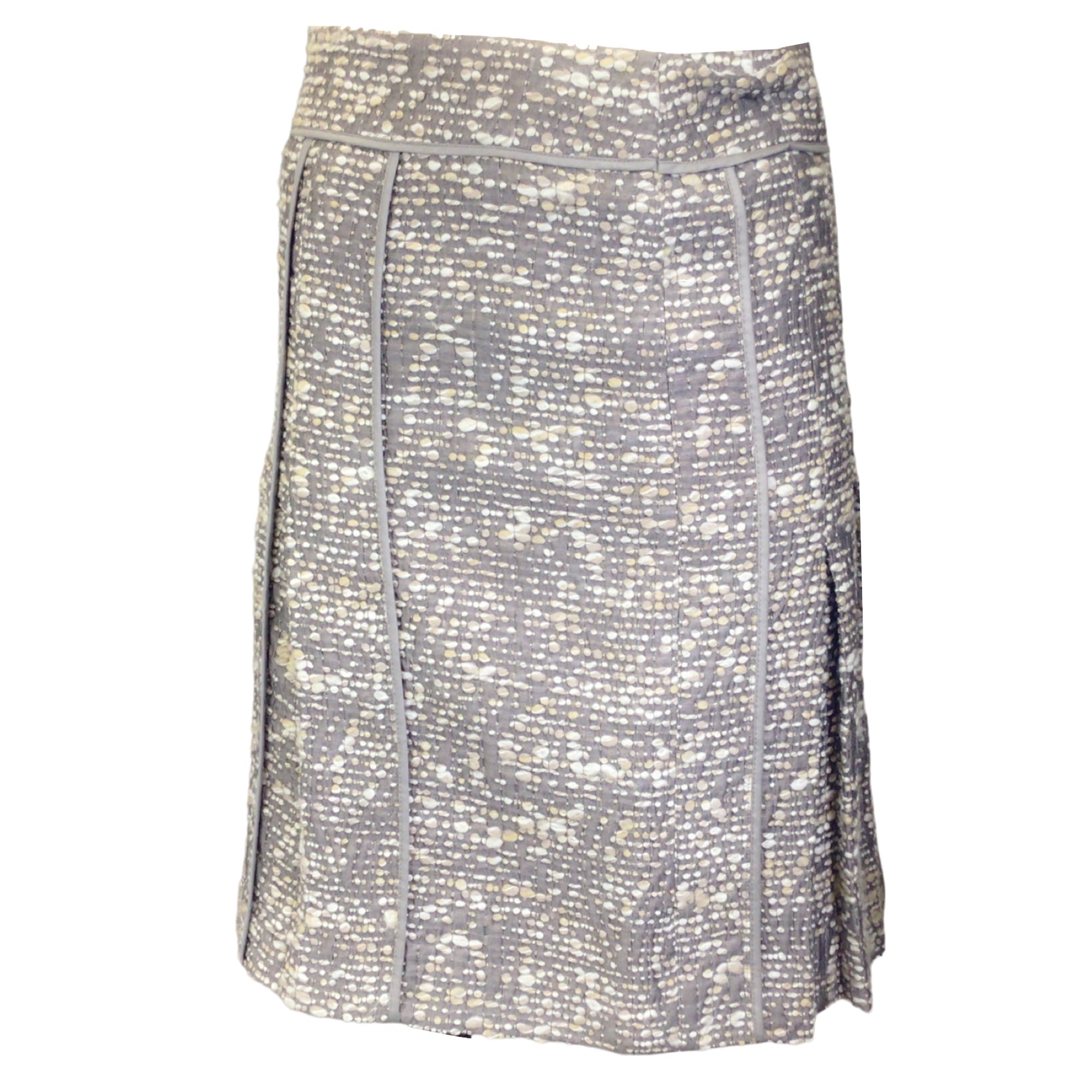 Akris Punto Taupe Cotton Tweed Skirt