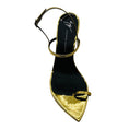 Load image into Gallery viewer, Giuseppe Zanotti Gold Metallic Leather Toe Ring High Heel Sandals
