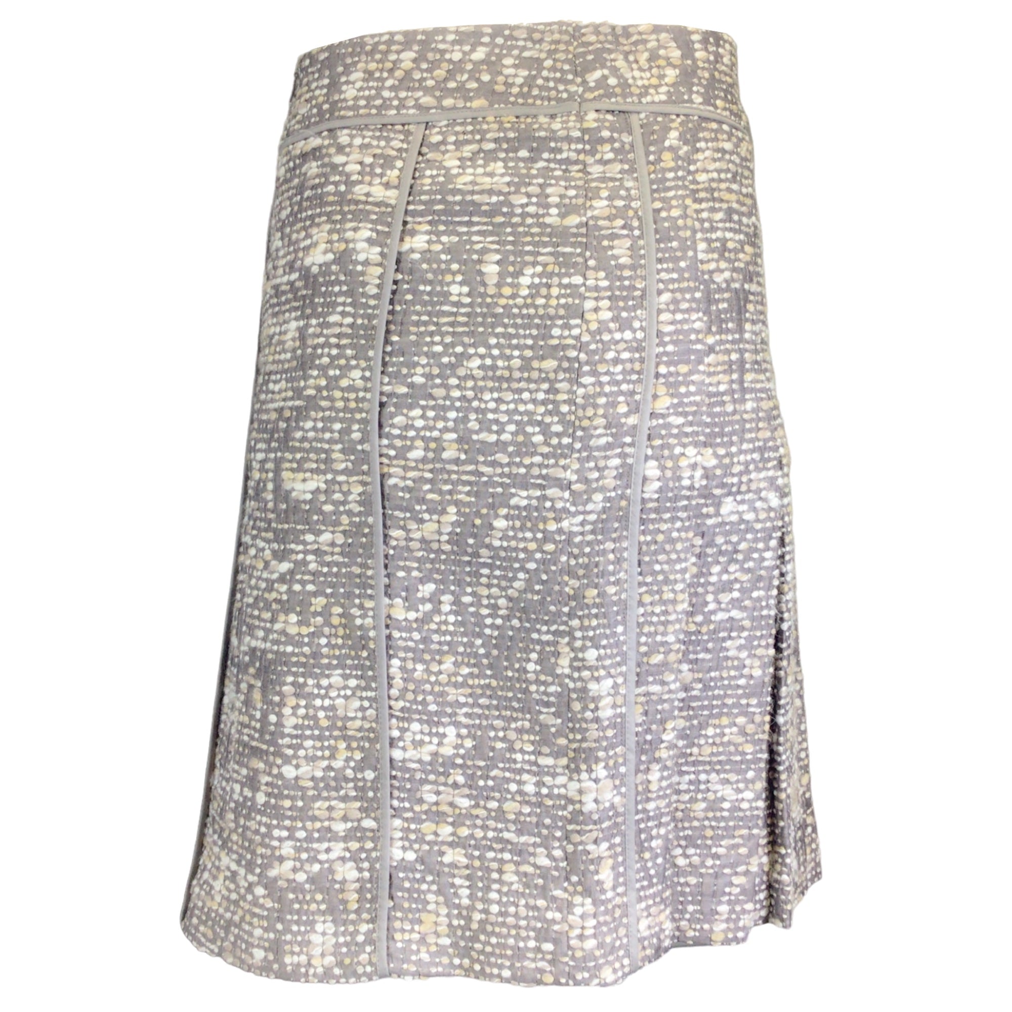 Akris Punto Taupe Cotton Tweed Skirt