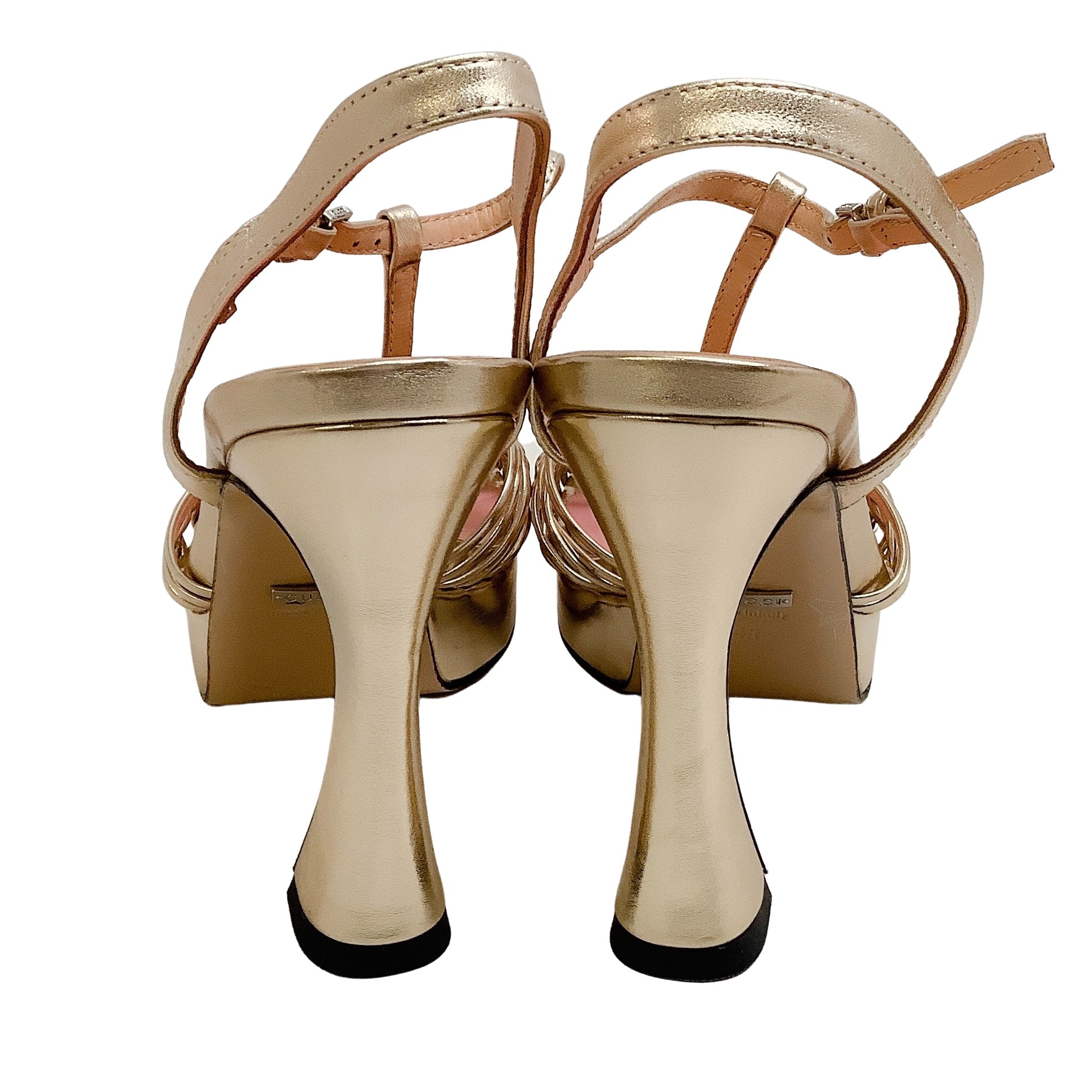 Gucci Gold Leather Interlocking GG Platform Sandals