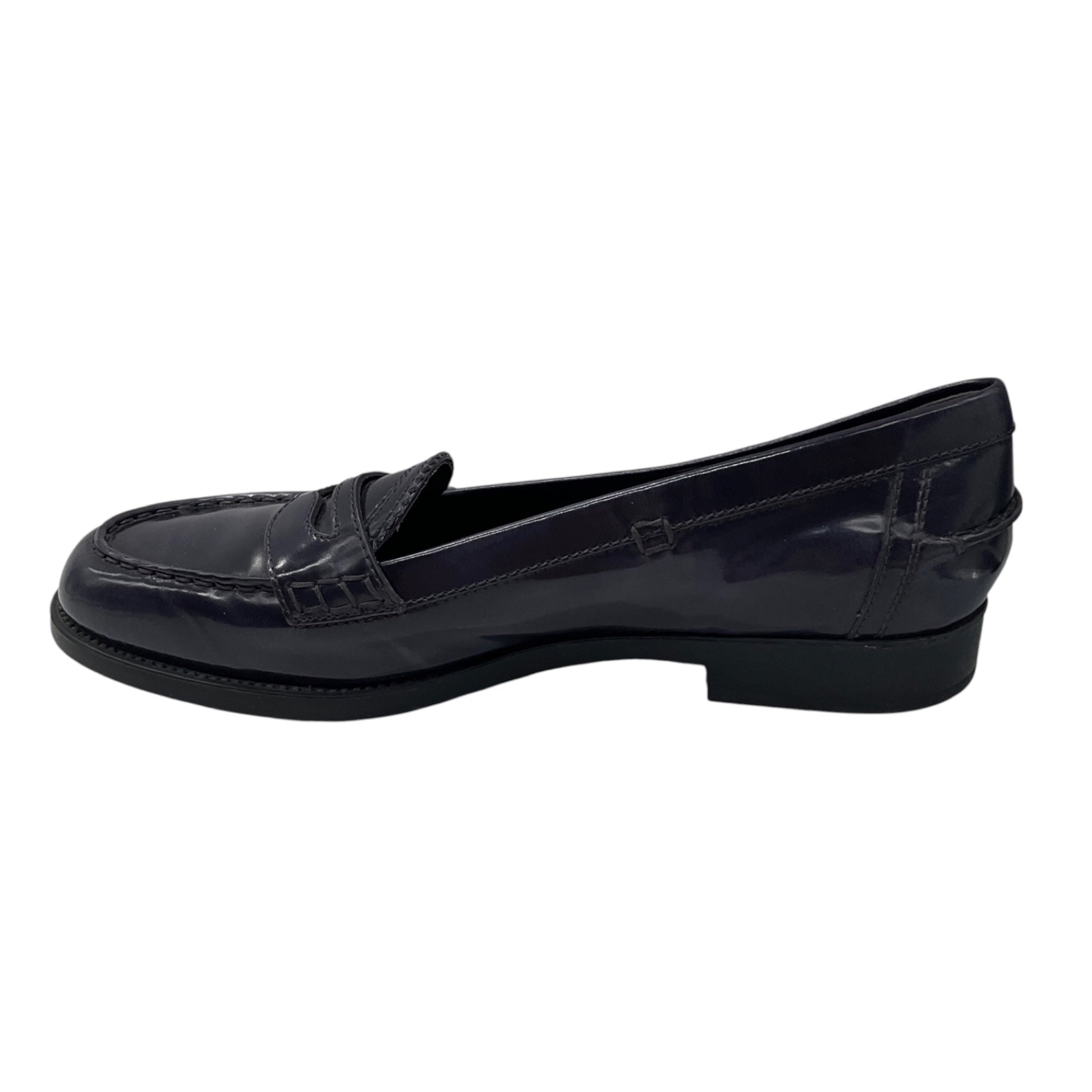 Tod's Navy Blue Shiny Leather Loafers / Flats
