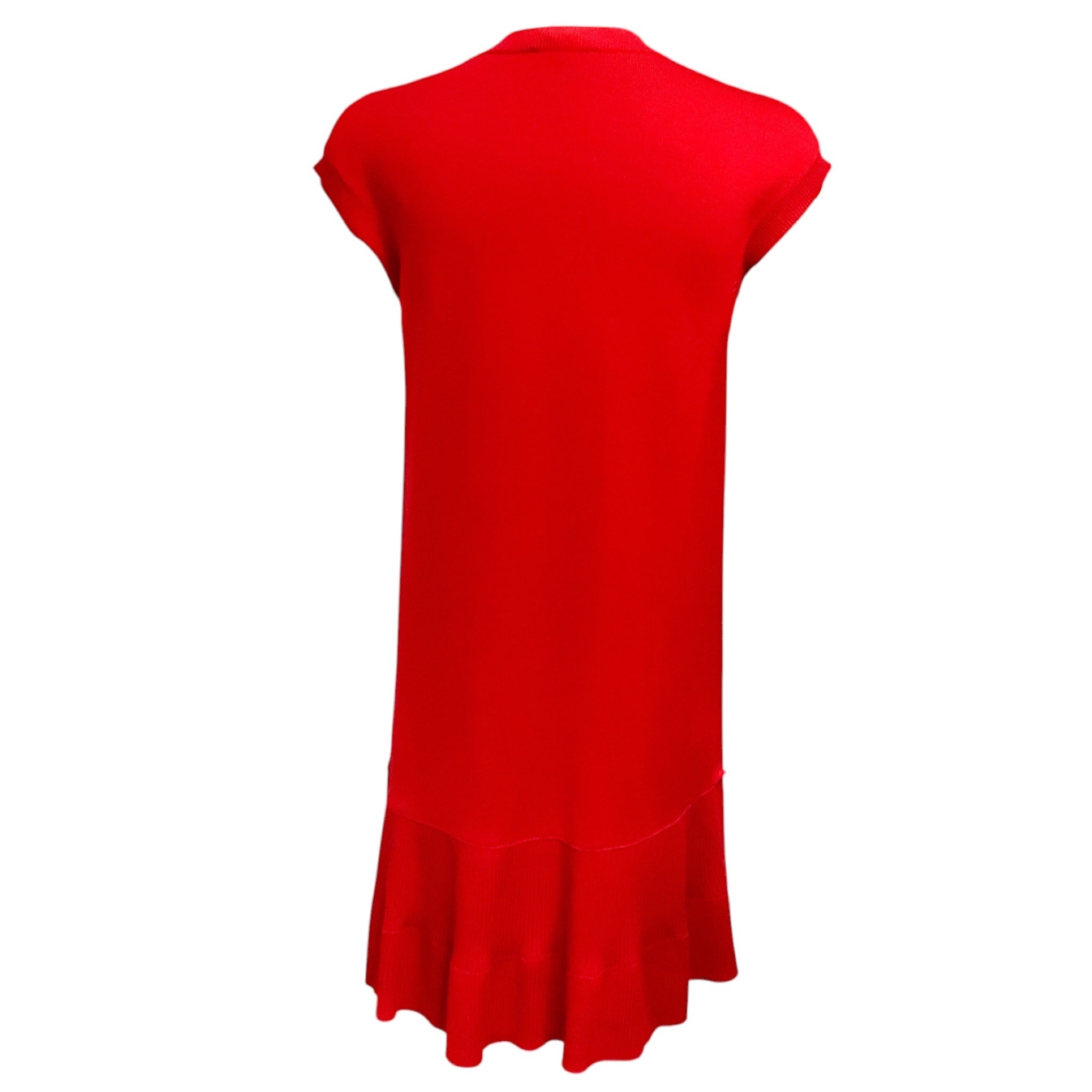 Louis Vuitton Red Jewel Neck Cap Sleeved Wool Knit Dress