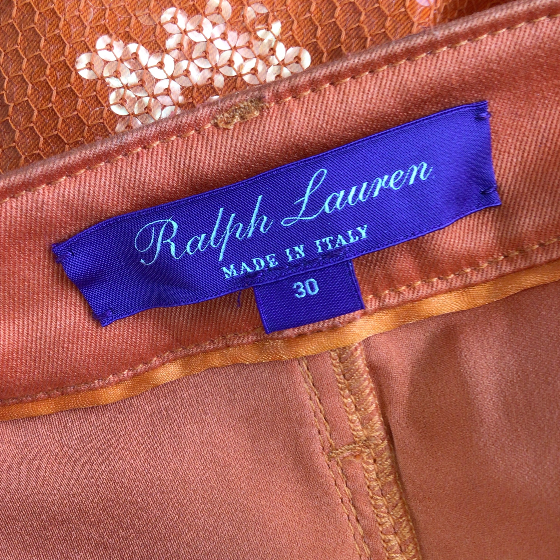 Ralph Lauren Collection Orange Sequined Five Pocket Pants