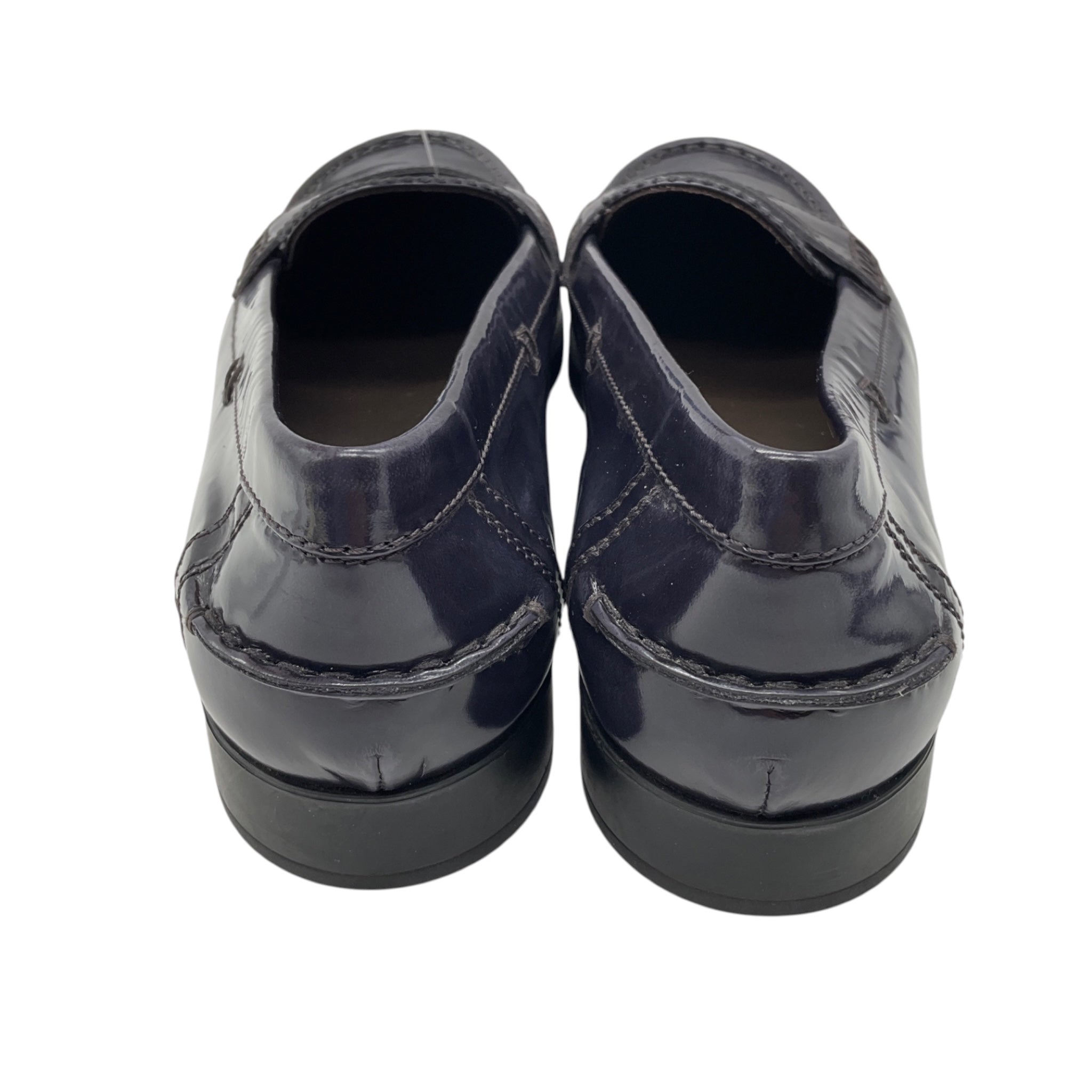 Tod's Navy Blue Shiny Leather Loafers / Flats