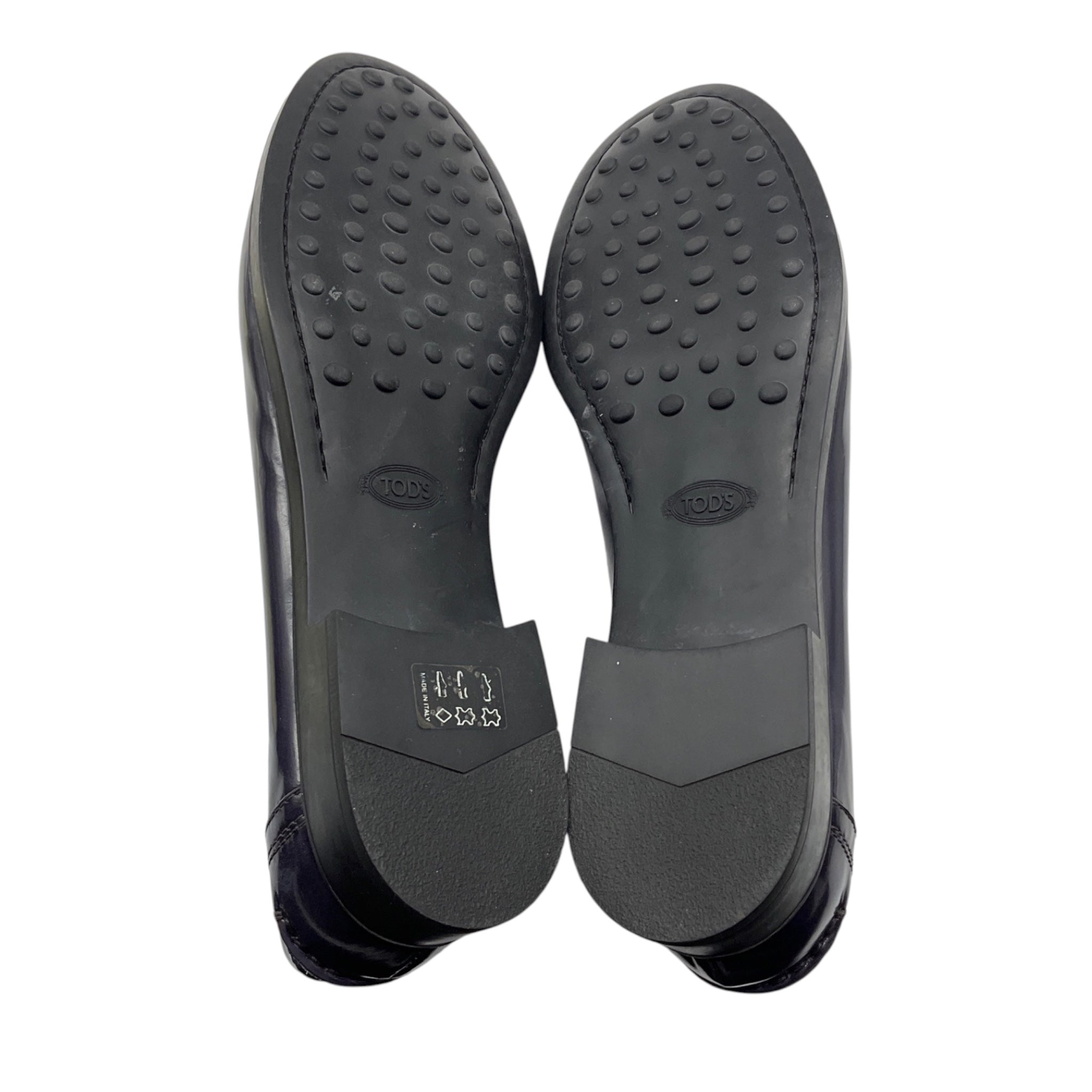 Tod's Navy Blue Shiny Leather Loafers / Flats