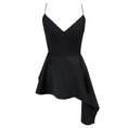 Load image into Gallery viewer, Alexander McQueen Black 2023 Asymmetric Satin Peplum Top
