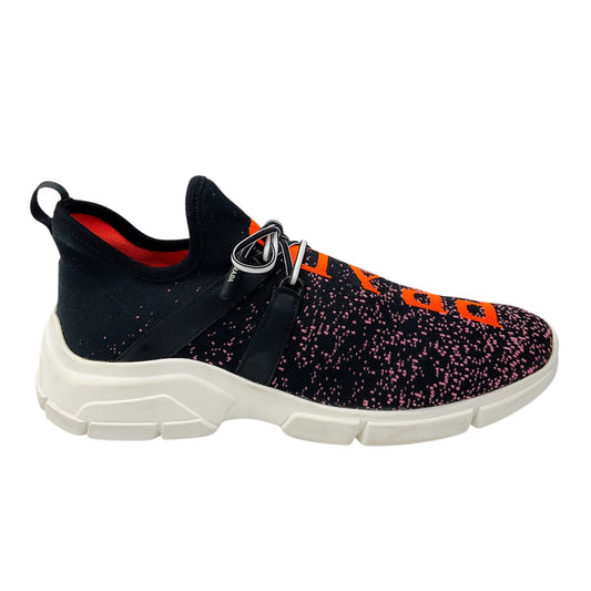 Prada Black / Pink / Orange Dégradé Logo Knit Low Top Sneakers